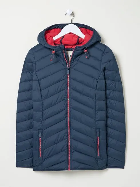 Women Fatface Coats and Jackets Ruby Teal Blue Lightweight Puffer Jacket