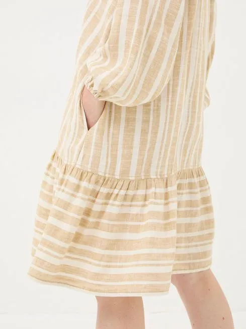Women Fatface Dresses Amy Natural Linen Blend Stripe Dress