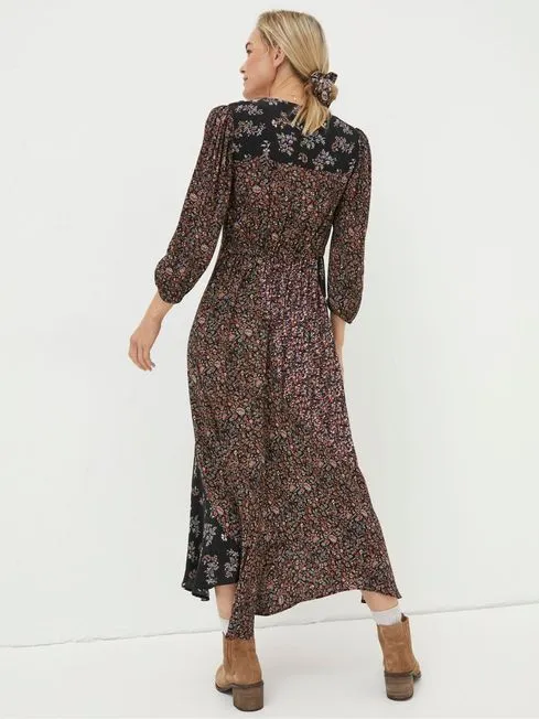Women Fatface Dresses Black Nate Craft Floral Midi Dress Women Fatface Dresses Black Nate Craft Floral Midi Dress