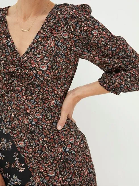 Women Fatface Dresses Black Nate Craft Floral Midi Dress Women Fatface Dresses Black Nate Craft Floral Midi Dress
