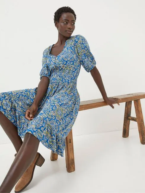 Women Fatface Dresses Blue Lottie Aztec Texture Jersey Dress Women Fatface Dresses Blue Lottie Aztec Texture Jersey Dress