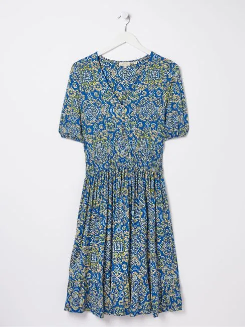 Women Fatface Dresses Blue Lottie Aztec Texture Jersey Dress Women Fatface Dresses Blue Lottie Aztec Texture Jersey Dress