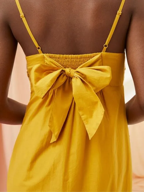 Women Fatface Dresses Daisy Yellow Broderie Midi Dress Women Fatface Dresses Daisy Yellow Broderie Midi Dress