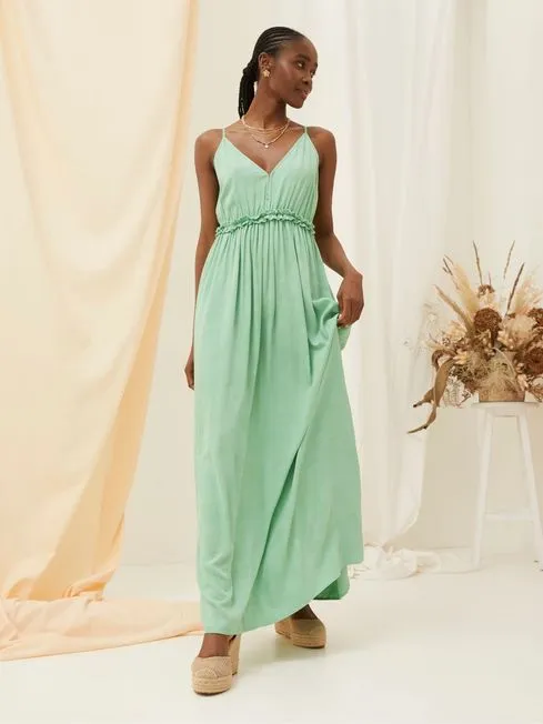 Women Fatface Dresses Green Maxi Dress