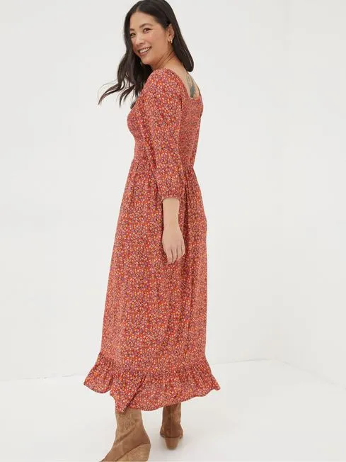 Women Fatface Dresses RedOrange Adele Midi Dress Women Fatface Dresses RedOrange Adele Midi Dress