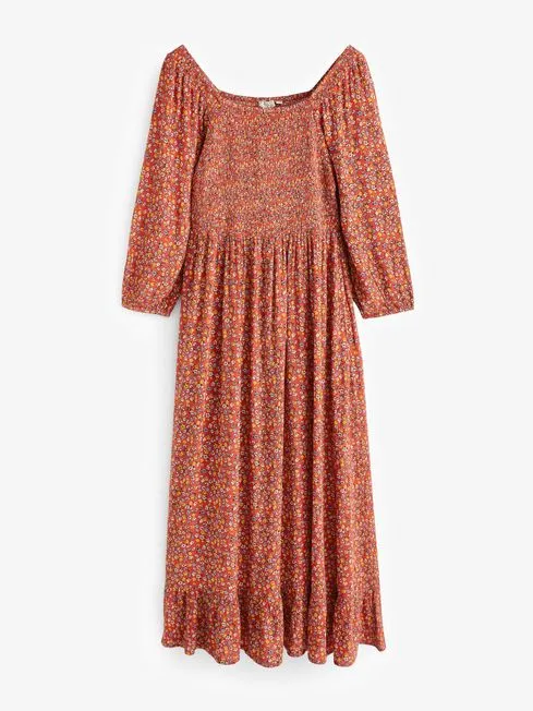 Women Fatface Dresses RedOrange Adele Midi Dress Women Fatface Dresses RedOrange Adele Midi Dress
