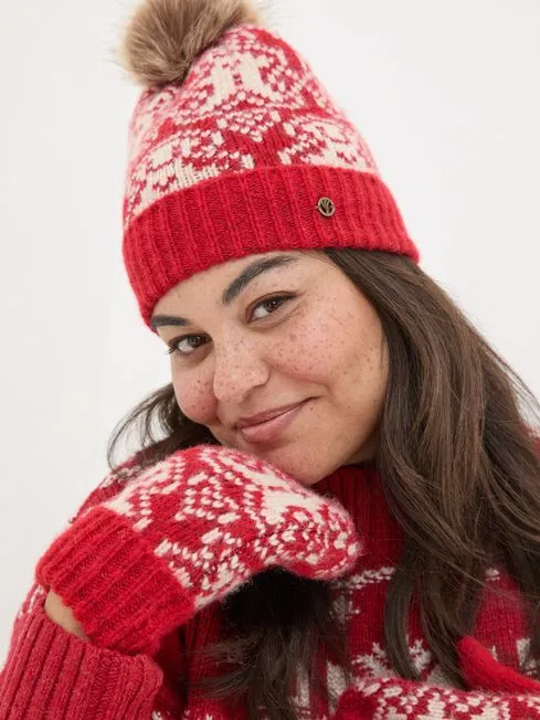 Women Fatface Hats Red Ginger Bread Beanie Hat Women Fatface Hats Red Ginger Bread Beanie Hat