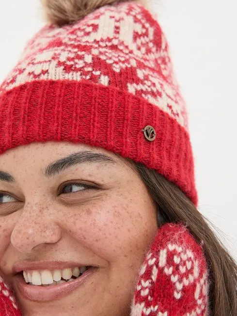 Women Fatface Hats Red Ginger Bread Beanie Hat Women Fatface Hats Red Ginger Bread Beanie Hat