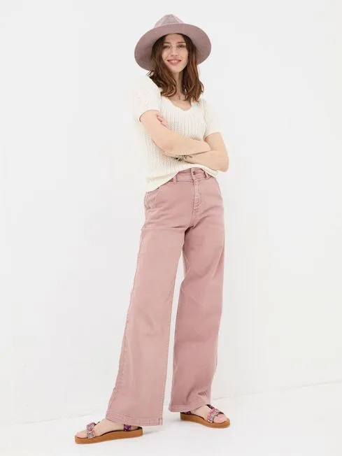 Women Fatface Jeans Cassie Pink Wide Leg Jeans