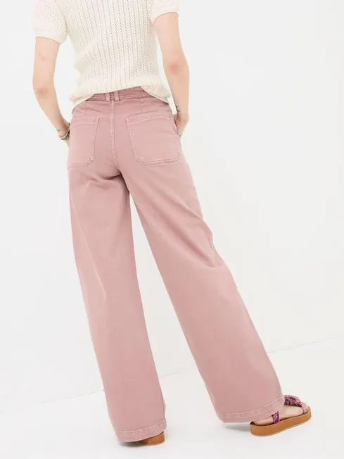 Women Fatface Jeans Cassie Pink Wide Leg Jeans