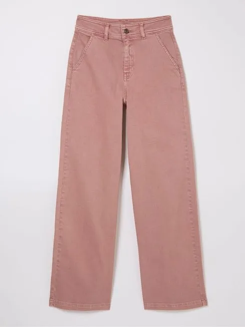 Women Fatface Jeans Cassie Pink Wide Leg Jeans