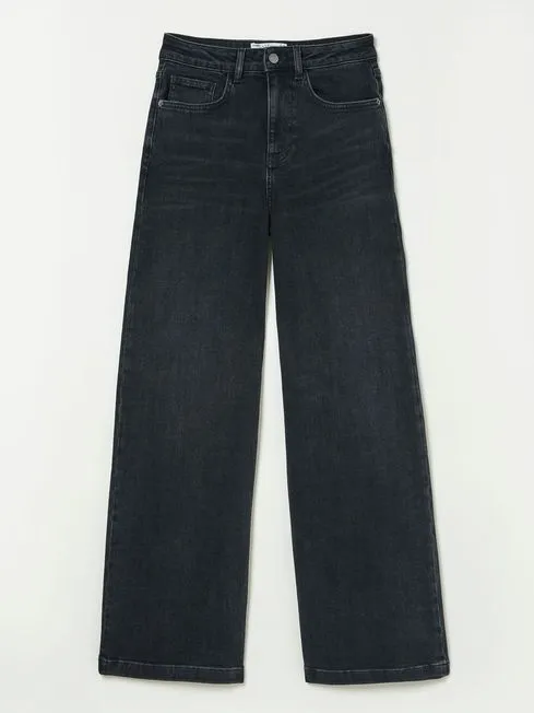 Women Fatface Jeans Welling Black Wide Leg Jeans