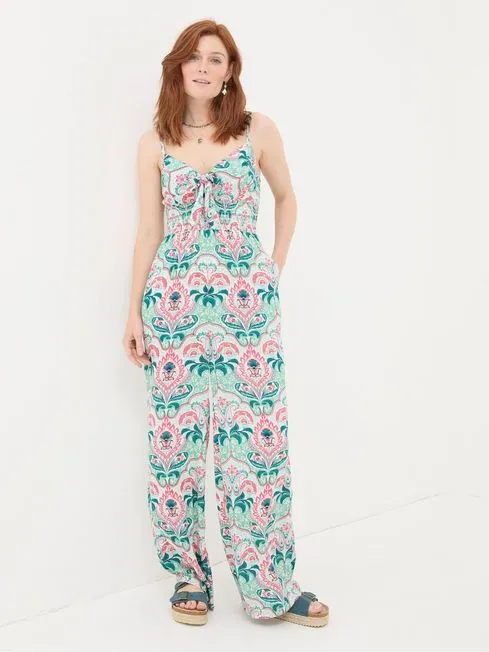 Women Fatface Jumpsuits and Playsuits Aurora Green Mirrored Paisley Jumpsuit