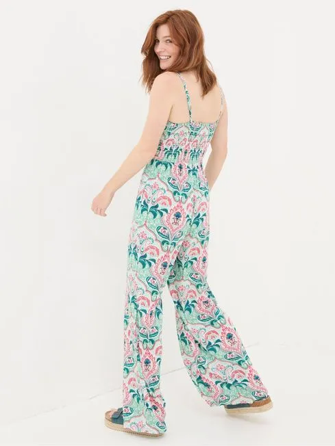 Women Fatface Jumpsuits and Playsuits Aurora Green Mirrored Paisley Jumpsuit