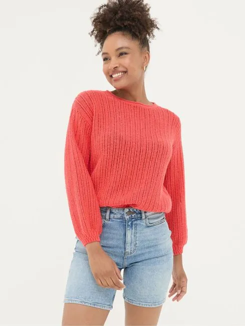 Women Fatface Knitwear Anna Red Jumper
