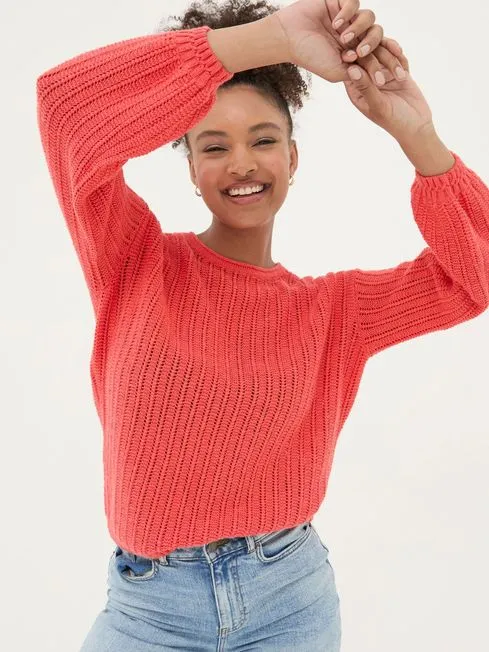 Women Fatface Knitwear Anna Red Jumper Women Fatface Knitwear Anna Red Jumper