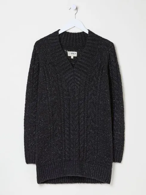 Women Fatface Knitwear Black Alicia VNeck Tunic Women Fatface Knitwear Black Alicia VNeck Tunic