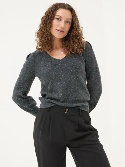 Women Fatface Knitwear Charcoal Grey Jasmine Jumper