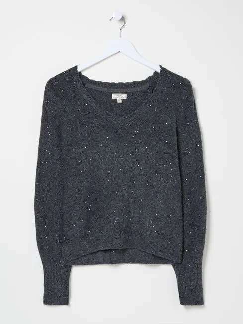 Women Fatface Knitwear Charcoal Grey Jasmine Jumper Women Fatface Knitwear Charcoal Grey Jasmine Jumper