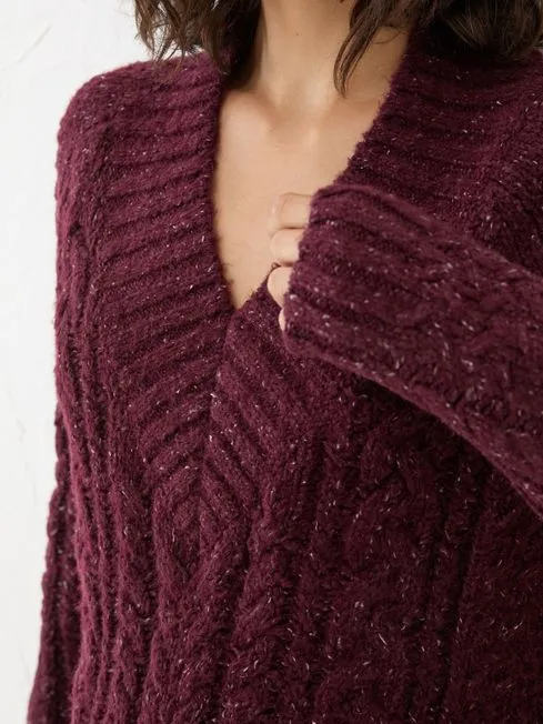 Women Fatface Knitwear Dark Red Alicia VNeck Tunic Women Fatface Knitwear Dark Red Alicia VNeck Tunic