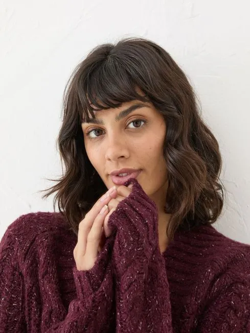 Women Fatface Knitwear Dark Red Alicia VNeck Tunic Women Fatface Knitwear Dark Red Alicia VNeck Tunic