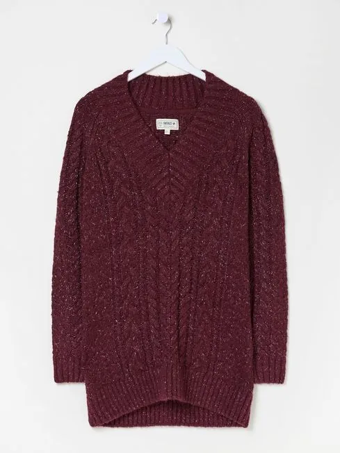 Women Fatface Knitwear Dark Red Alicia VNeck Tunic Women Fatface Knitwear Dark Red Alicia VNeck Tunic