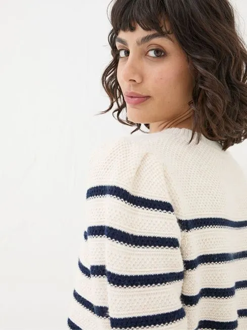 Women Fatface Knitwear Eliana Cream Stripe Jumper