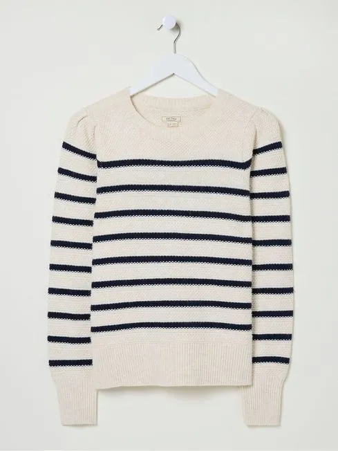 Women Fatface Knitwear Eliana Cream Stripe Jumper