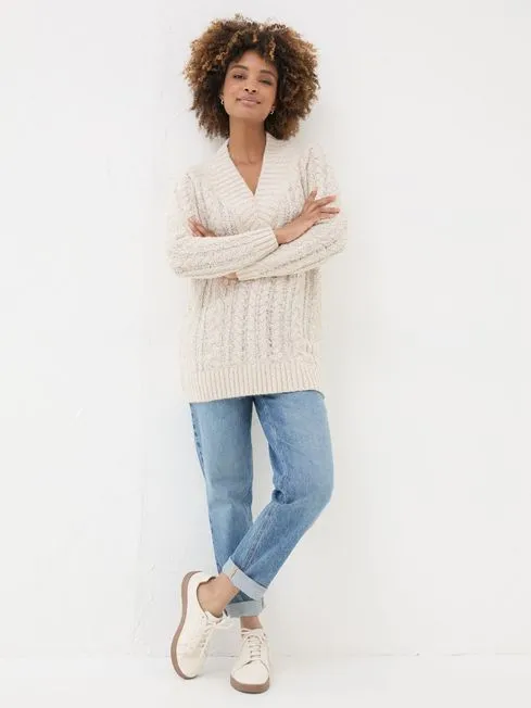 Women Fatface Knitwear Ivory Alicia VNeck Tunic Women Fatface Knitwear Ivory Alicia VNeck Tunic