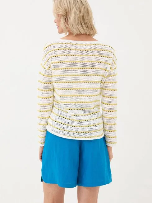 Women Fatface Knitwear Kalani Yellow Crochet Stripe Jumper Women Fatface Knitwear Kalani Yellow Crochet Stripe Jumper