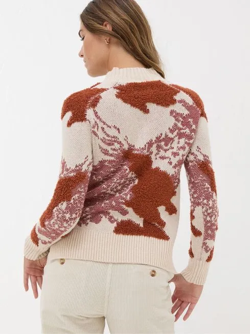 Women Fatface Knitwear Natural Pattern Funnel Neck Women Fatface Knitwear Natural Pattern Funnel Neck