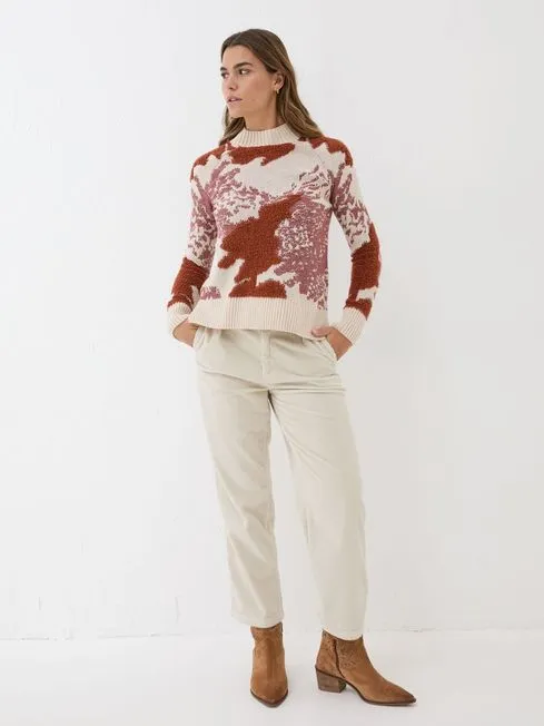 Women Fatface Knitwear Natural Pattern Funnel Neck Women Fatface Knitwear Natural Pattern Funnel Neck