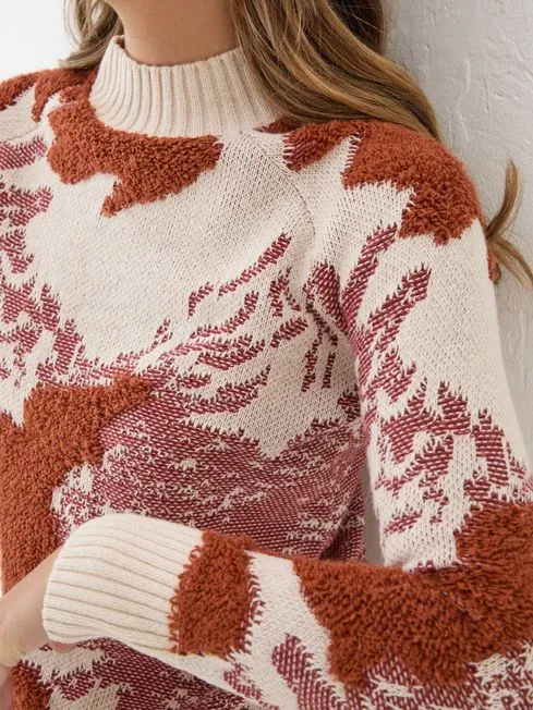 Women Fatface Knitwear Natural Pattern Funnel Neck Women Fatface Knitwear Natural Pattern Funnel Neck