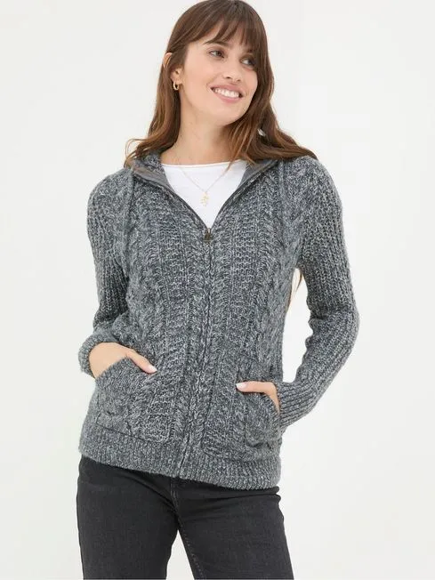 Women Fatface Loungewear Alicia Charcoal Grey Hoodie