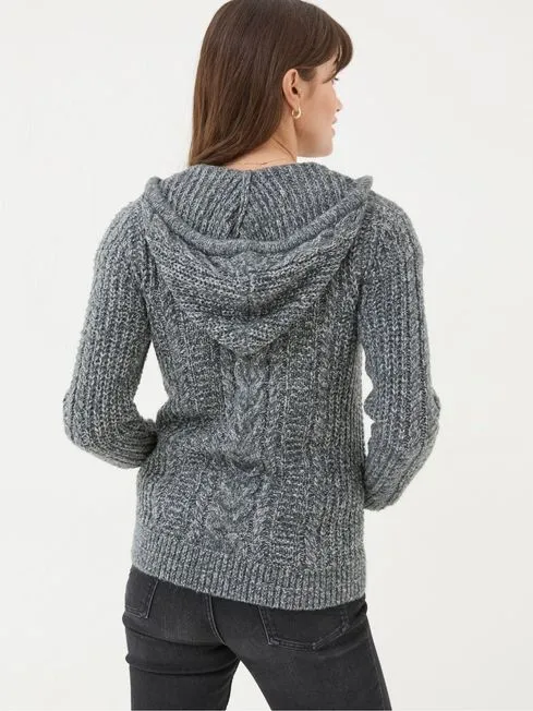 Women Fatface Loungewear Alicia Charcoal Grey Hoodie