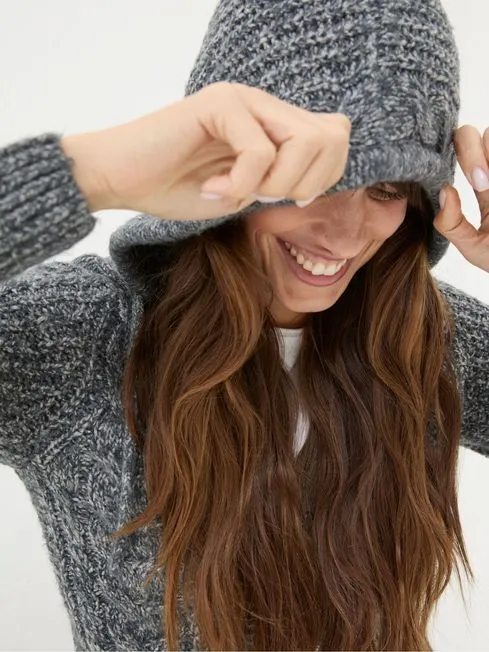 Women Fatface Loungewear Alicia Charcoal Grey Hoodie