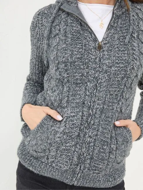 Women Fatface Loungewear Alicia Charcoal Grey Hoodie