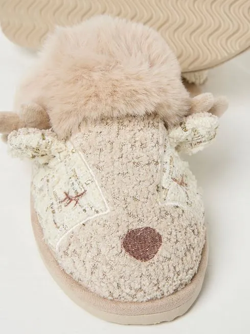 Women Fatface Loungewear Delilah Ivory Deer Slippers Women Fatface Loungewear Delilah Ivory Deer Slippers