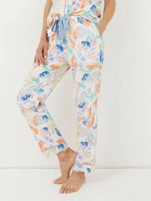 Women Fatface Loungewear Eva Multi Ocean Shell Trousers