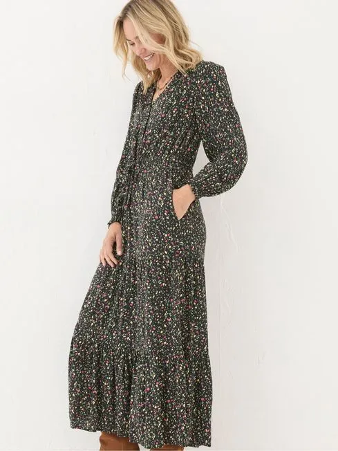 Women Fatface Maxi Dresses Dahlia Black Ditsy Maxi Dress Women Fatface Maxi Dresses Dahlia Black Ditsy Maxi Dress