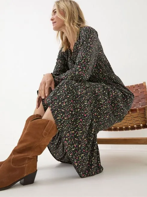 Women Fatface Maxi Dresses Dahlia Black Ditsy Maxi Dress Women Fatface Maxi Dresses Dahlia Black Ditsy Maxi Dress