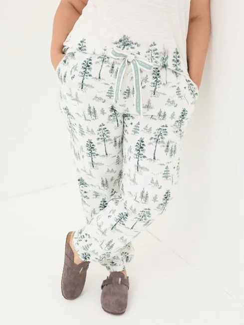 Women Fatface Pajamas and Nightwear Christmas Cora Ivory Trees Pyjama Bottoms