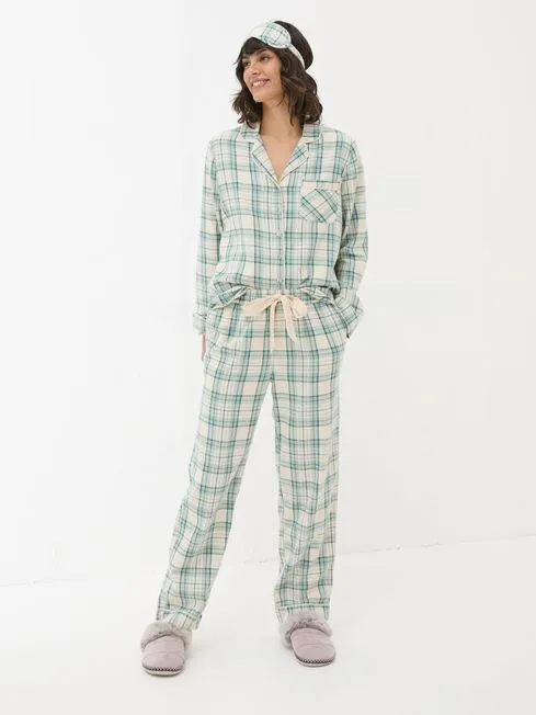 Women Fatface Pajamas and Nightwear Green Check Pyjama Set