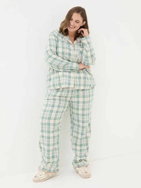 Women Fatface Pajamas and Nightwear Green Check Pyjama Set Women Fatface Pajamas and Nightwear Green Check Pyjama Set