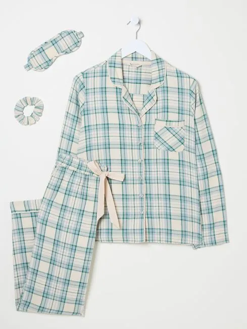 Women Fatface Pajamas and Nightwear Green Check Pyjama Set Women Fatface Pajamas and Nightwear Green Check Pyjama Set