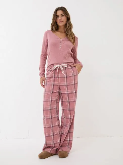 Women Fatface Pajamas and Nightwear Lola Pink Check 100 Cotton Pyjama Bottoms
