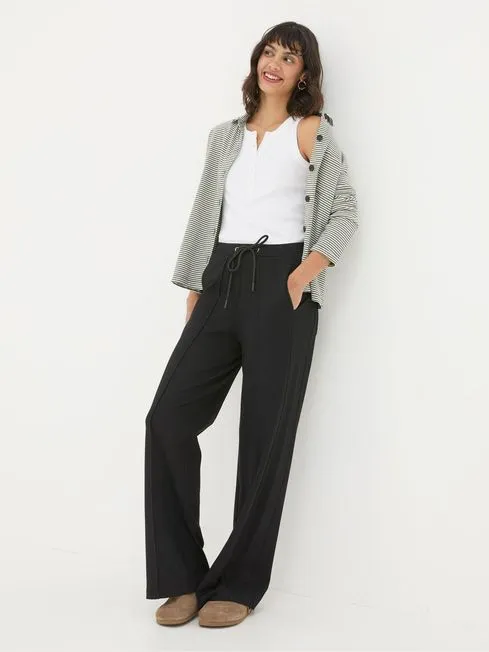 Women Fatface Pants and Leggings Black Ely Wide Leg Trousers