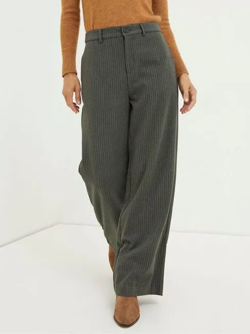 Women Fatface Pants and Leggings Grey Presley Mini Check Trousers