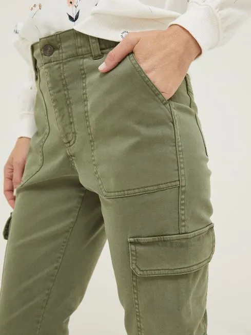 Women Fatface Pants and Leggings Hythe Green Cargo Trousers