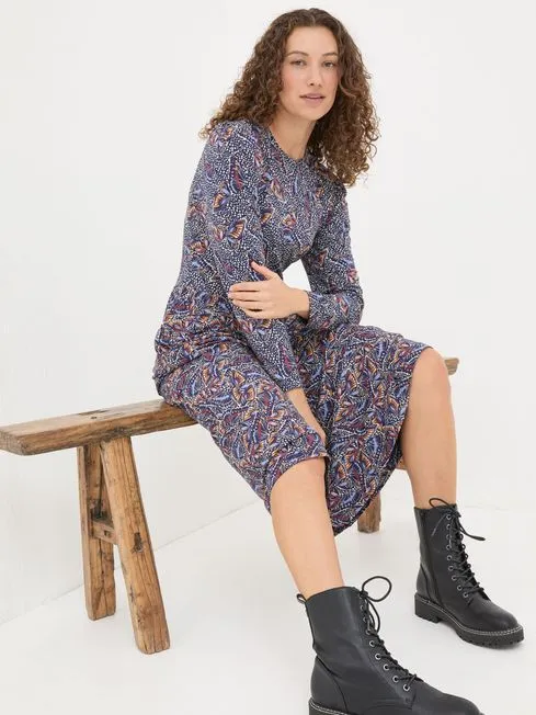 Women Fatface Printed Dresses Fia Dark Navy Batik Dress Women Fatface Printed Dresses Fia Dark Navy Batik Dress